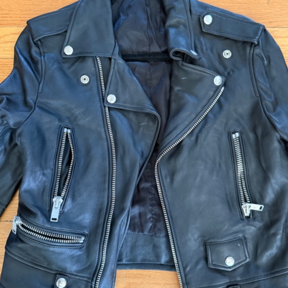 Black Kifcer Leather Biker Jacket, Silver Hardware, Size M - Picture 4 of 5